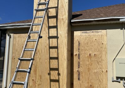 Chimney built on enclosed back porch