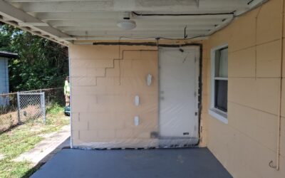 Damaged Utility Wall Crushed By A Car