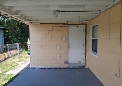 Damaged Utility Wall Crushed By A Car